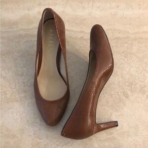 Lauren Ralph Lauren Leather Heel Shoes Brown Pebbled Heels Size 8.5